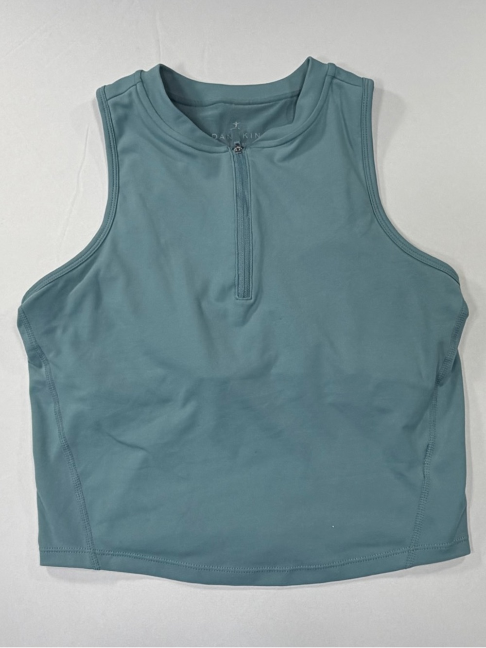 Danskin Teal Cropped Tank 1/4 Zip Athletic Activewear Medium